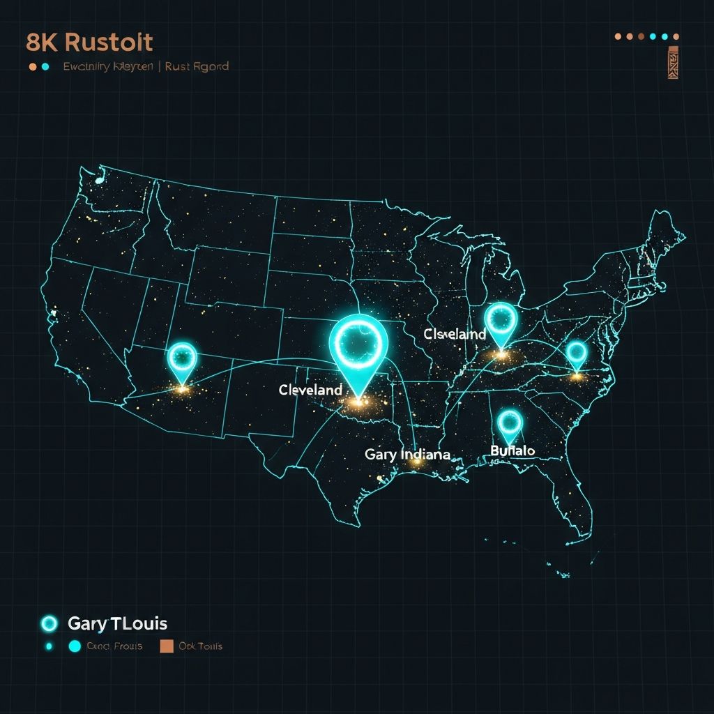 American Renaissance Network - Map showing xAI Brownfield Initiative expansion across the Rust Belt